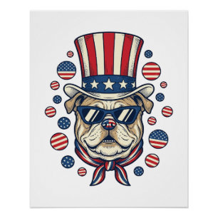 Poster Chemise à motif de gravure vintage de bulldog patr