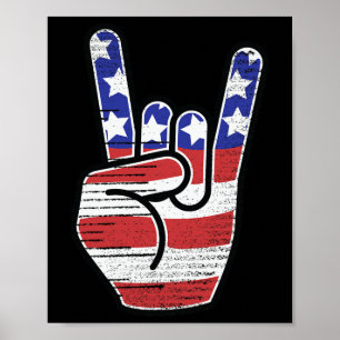 Poster Chemise à rouleaux Rock N États-Unis Drapeau Horlo
