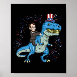 Poster Chemise Abe Lincoln à cheval sur un dinosaure T-re