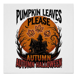 Poster Chemise Automnale Citrouille Avec Feuilles De Tomb