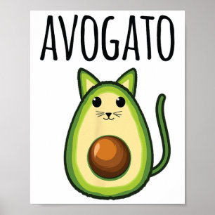 Poster Chemise Avogato Pour Femmes Drôle Avocado Cat Vege