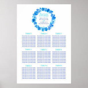Poster Chemise bleue aquarelle mariage plan de siège