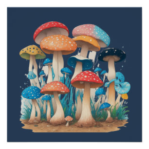 Poster Chemise Champignon Psychedelique Botanique