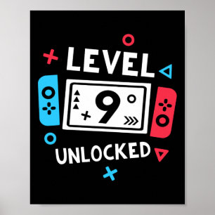 Poster Chemise d'anniversaire garçon Niveau 9 débloqué Pa