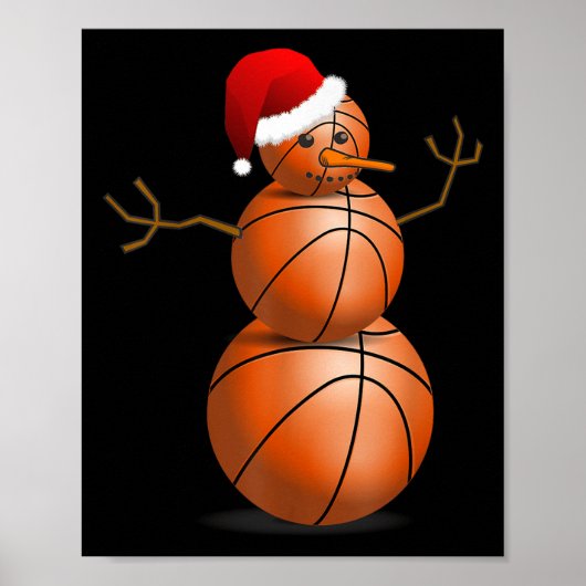 Poster Chemise de basketball de Noël - Snowman de basketb (Devant)