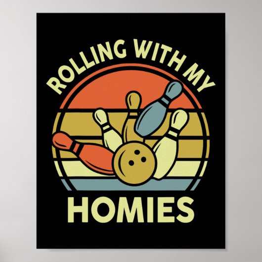 Poster Chemise de bowling drôle Je roule avec mes potes V (Devant)
