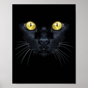 Poster Chemise de chat noir Halloween Chat aux yeux jaune