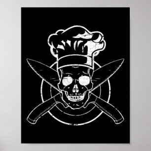 Poster Chemise de chef crâne Chapeau de chef Cuisine Bbq