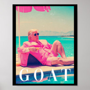 Poster Chemise de chèvre Trump été 2024 Rétro Funny rose