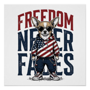 Poster Chemise de chien vintage de liberté de Chihuahua p