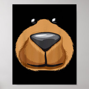 Poster Chemise de costume de visage d'ours mignon drôle d