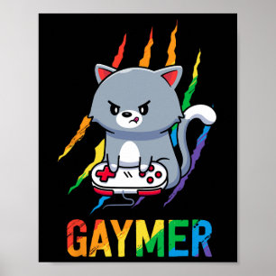 Poster Chemise de fierté de chat Gaymer Lgbt Arc-en-ciel