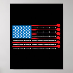 Poster Chemise de golf patriotique - Drapeau américain Cl