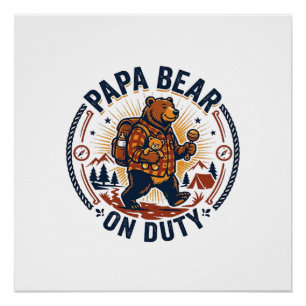 Poster Chemise de la fête des pères Papa Bear en service