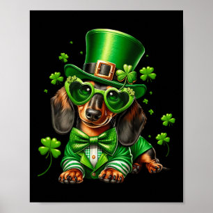 Poster Chemise de la Saint-Patrick pour chien teckel Wein
