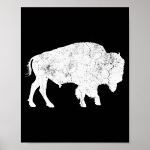 Poster Chemise de l'amant d'animaux de bison rétro de buf