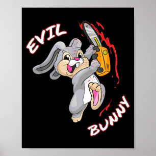 Poster Chemise de lapin maléfique Halloween drôle mauvais