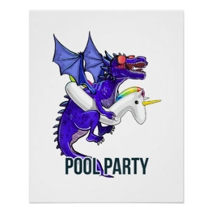 Poster Chemise de Licorne de Dragon de Fête au Bord de la