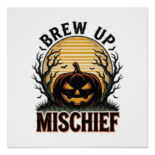 Poster Chemise de malice de citrouille Graphique vintage 