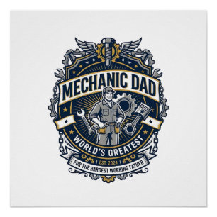 Poster Chemise de Mécanicien de la Fête des Pères Papa Dr