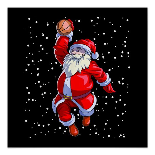 Poster Chemise de Noël de basket Hommes garçons Basketbal (Devant)