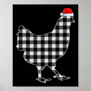 Poster Chemise de Noël de poulet noir et blanc Buffalo Pl