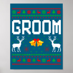 Poster Chemise de Noël laide de couple marié mariée mari