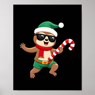 Poster Chemise de Noël Paresseux Elfe Menthe Bonbon Cane 