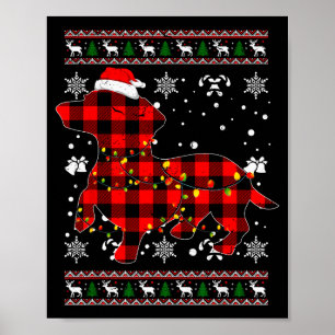 Poster Chemise de Noël pour cadeau amateur de teckel Sant