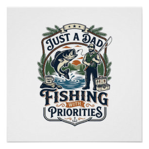 Poster Chemise de papa de jour de pêche Juste un papa ave