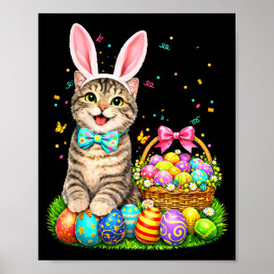 Poster Chemise de Pâques Chat Lapin Oreilles Œufs Hommes