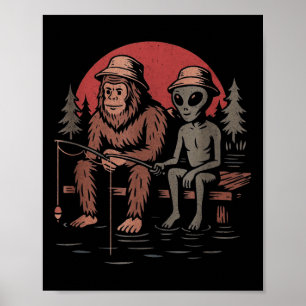 Poster Chemise de pêche Bigfoot Hommes Garçons Sasquatch