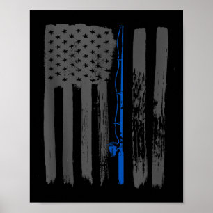 Poster Chemise de pêche drapeau américain vintage réservo