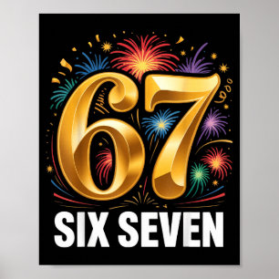 Poster Chemise de pyjama de fête du Nouvel An 67 6 7 Mème