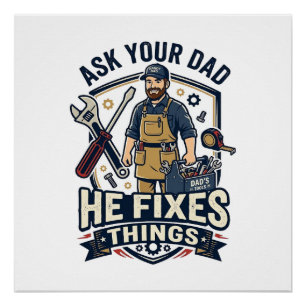 Poster Chemise de réparation de papa de la fête des pères