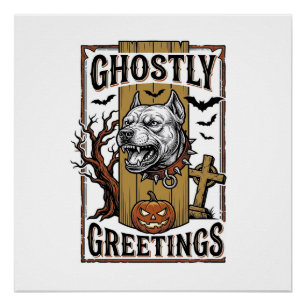 Poster Chemise de salutations fantomatiques Gravure vinta
