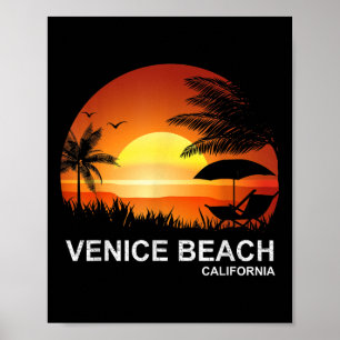 Poster Chemise d'été Venice Beach Palm Tree Vintage Calif
