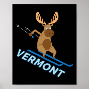 Poster Chemise d'hiver de ski de Vermont Vt Moose