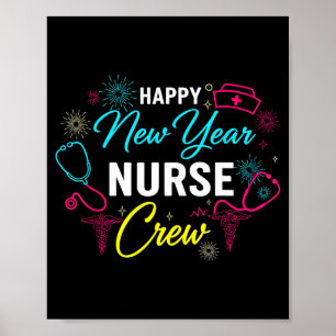 Poster Chemise d'infirmière Bonne Année, Stéthoscope Feux