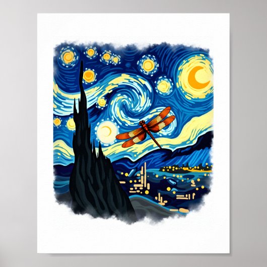 Poster Chemise Dragonfly artistique Van Gogh Starry Night (Devant)