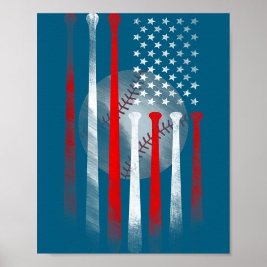 Poster Chemise Drapeau Américain Vintage Drapeau de Baseb (Devant)