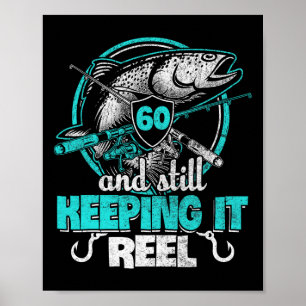 Poster Chemise drôle d'anniversaire de pêche 60 ans Pêche