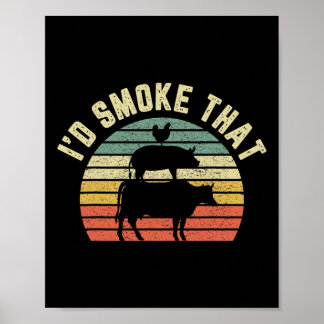 Poster Chemise drôle de BBQ Je fumerais ça Rbeque Grilli