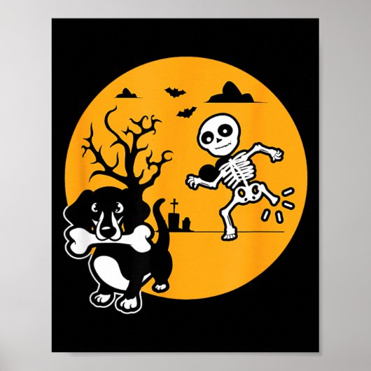 Poster Chemise drôle de squelette saucisson chien Hallowe (Devant)