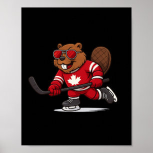 Poster Chemise du drapeau du symbole de hockey du castor