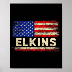 Poster Chemise du nom de famille Elkins Drapeau américain