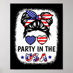 Poster Chemise Fille de la fête aux États-Unis Drapeau Am