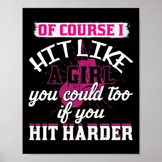 Poster Chemise Frappez Comme Une Fille Kickboxing Boxe Am (Devant)