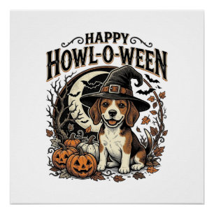 Poster Chemise Halloween Chapeau De Sorcière Beagle Joyeu