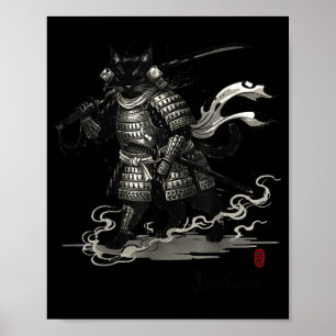 Poster Chemise japonaise vintage Samouraï Cat